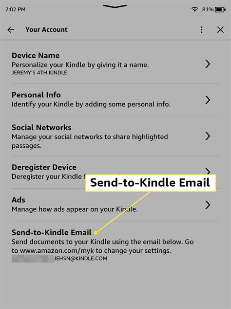 send to kindle email